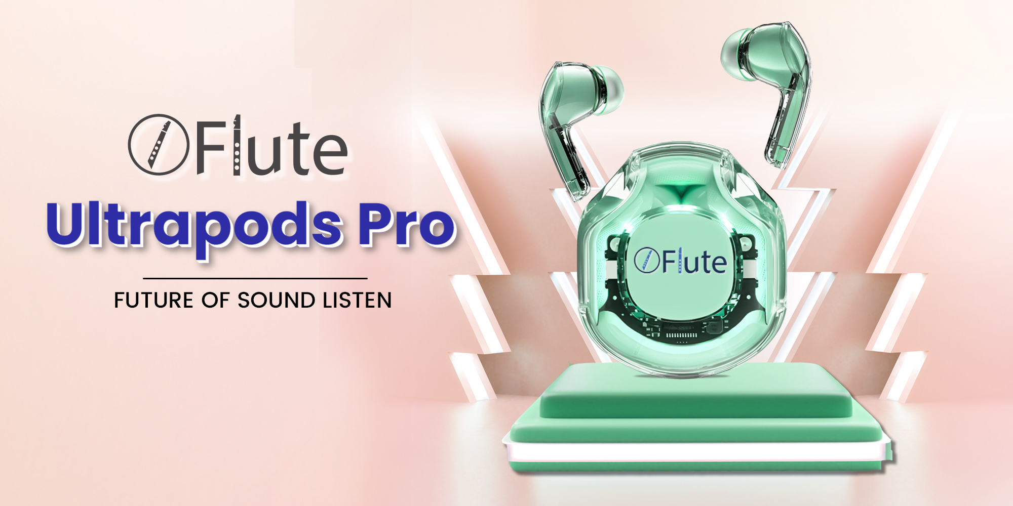 Flute Ultrapods Pro Wireless Earbuds - Mint Green