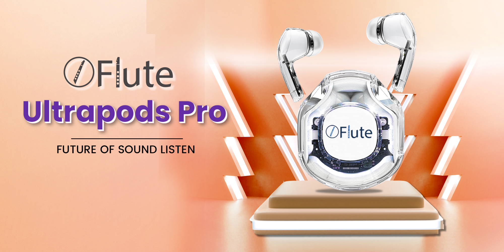 Flute Ultrapods Pro Wireless Earbuds – Pearl White
